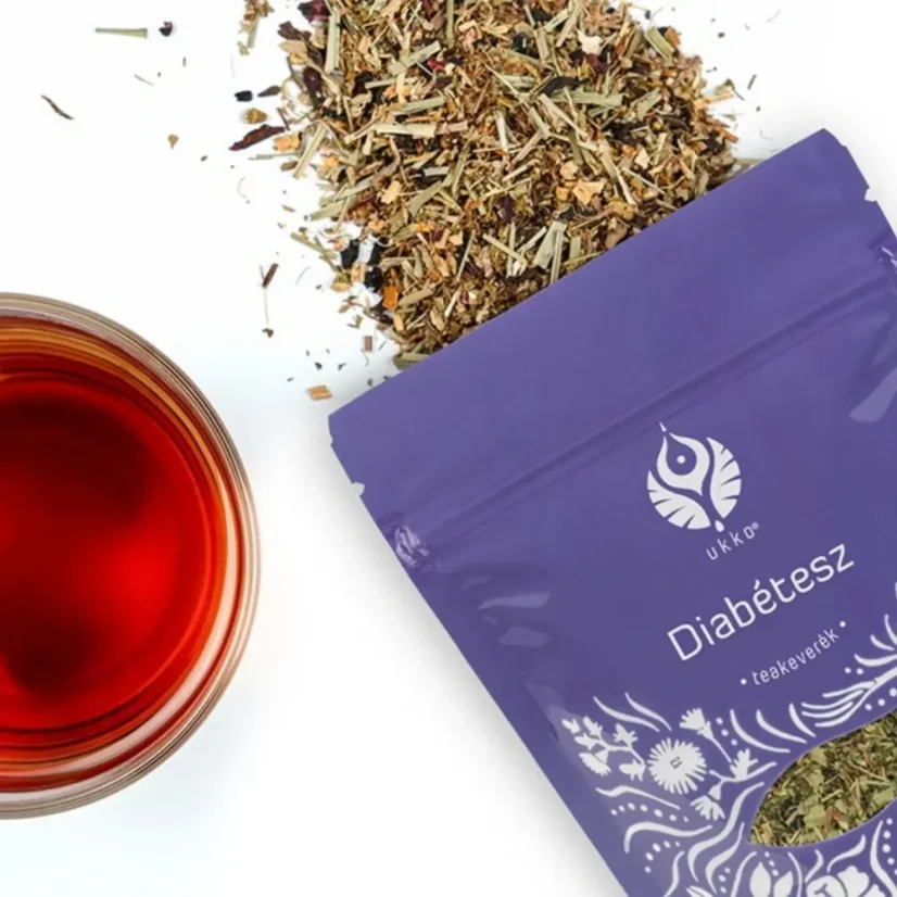 UKKO čaj na diabetes – bylinná zmes a šálka čaju na podporu metabolizmu cukru