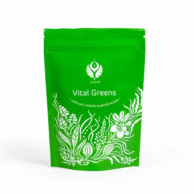 UKKO Vital Greens prášok so spirulinou, matchou a pšeničnou trávou na podporu trávenia, imunity a vitality