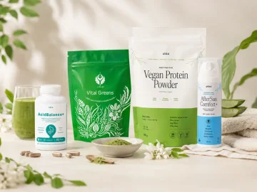 Nové produkty UKKO AcidBalance+, Vital Greens, Vegan Protein Powder a AfterSun Comfort+