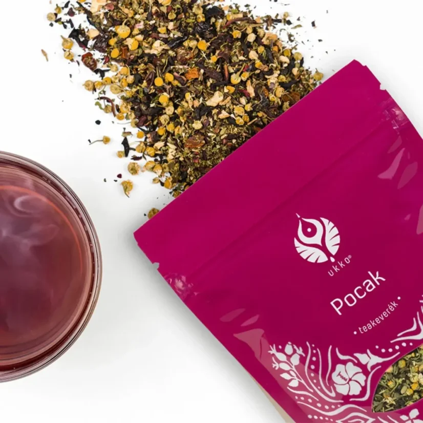 UKKO čajová zmes na podporu trávenia a žalúdka – sypaná zmes šípok, harmančeka, zázvoru, medovky a ibišteka