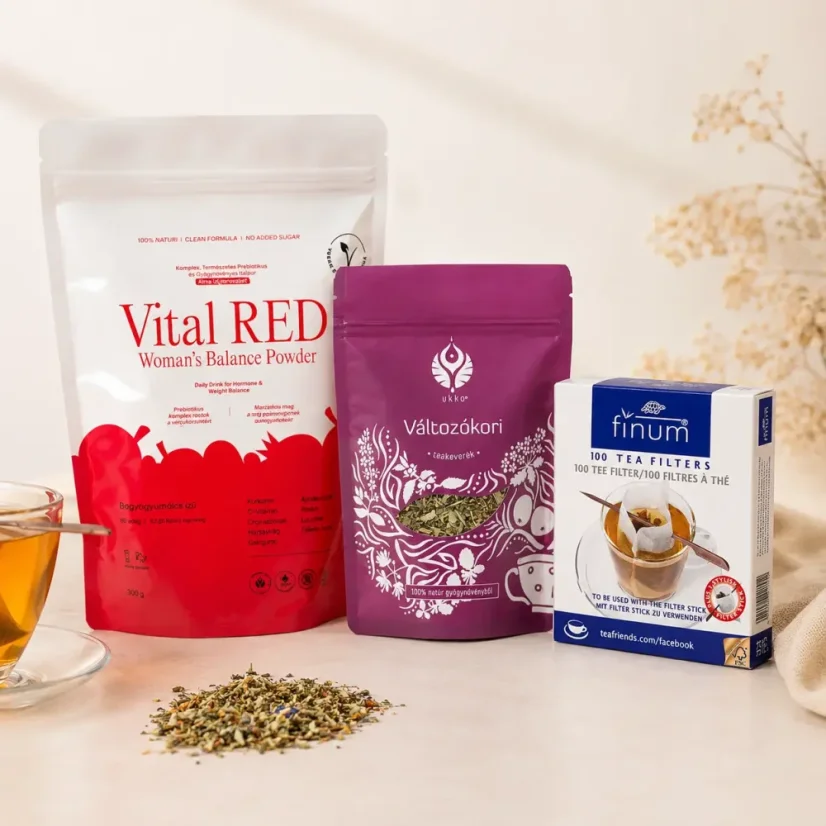 Výhodný balíček pro ženskou rovnováhu v období menopauzy s Vital RED, čajem a filtry